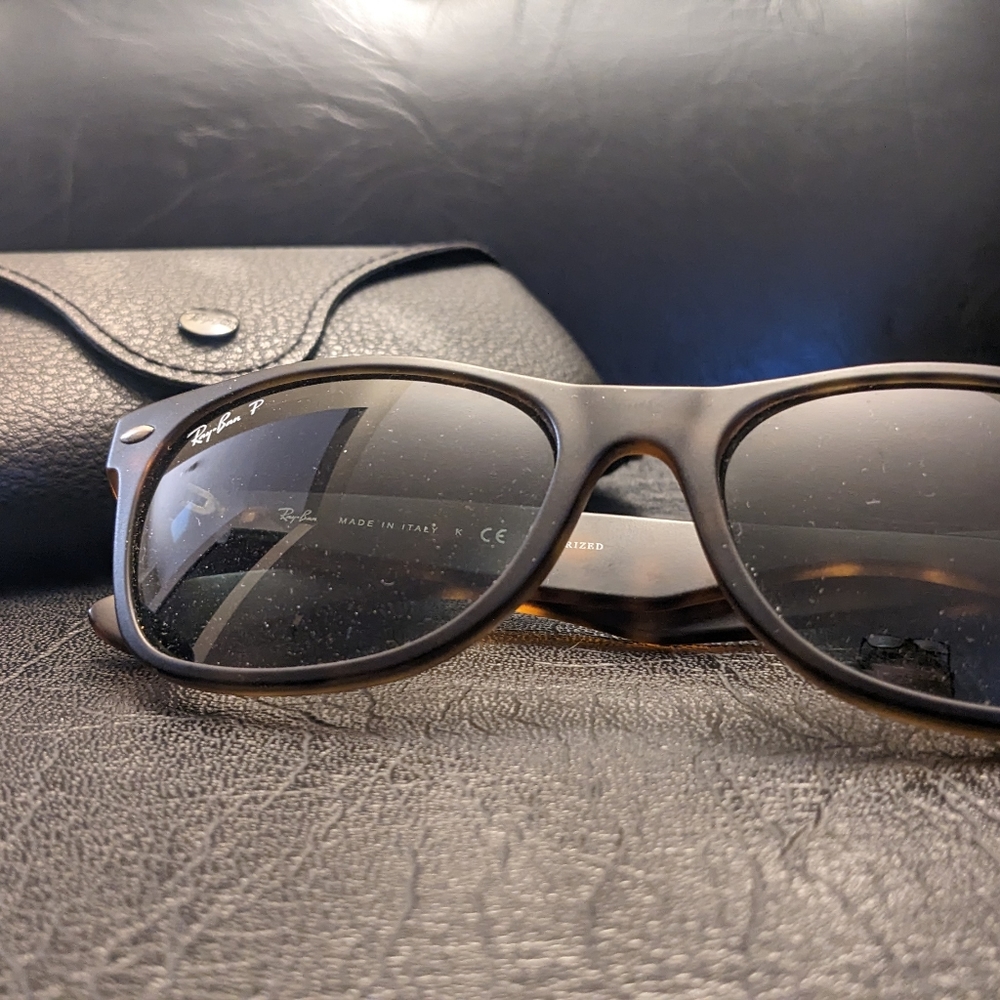 Ray-Ban RB2132 New Wayfarer Polished Light Havana Polarized Sunglasses